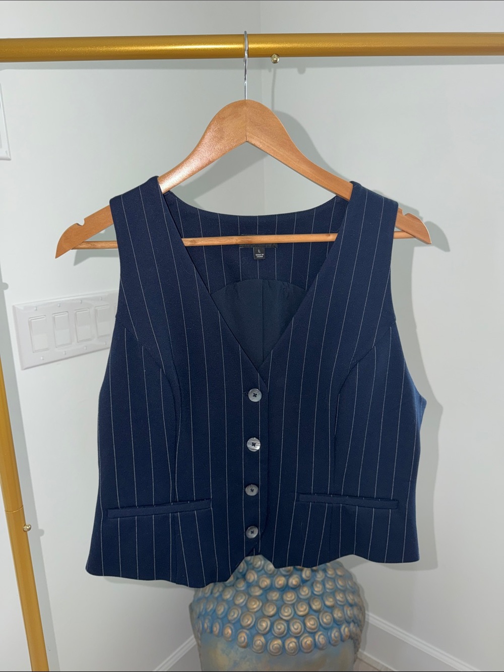 Chic Pinstripe Button-up Vest